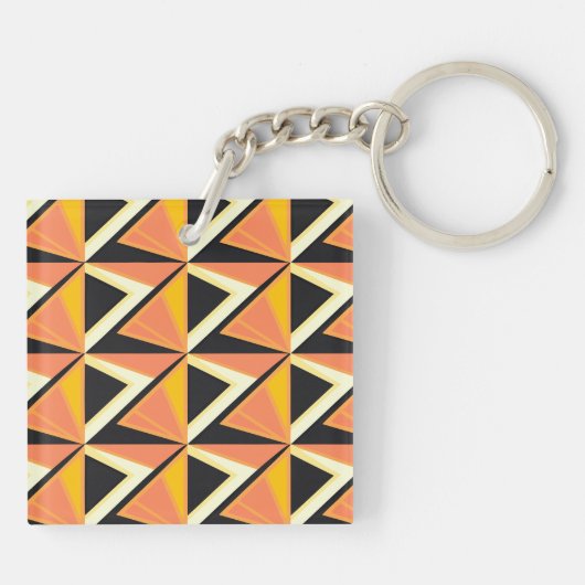 Geometric Triangle Pattern in Warm Tones キーホルダー (裏面)