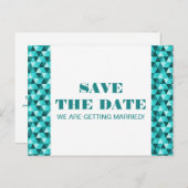 Geometric Triangles日付はがきを保存する、ティール(緑がかった色) 案内ポストカード (正面/裏面)