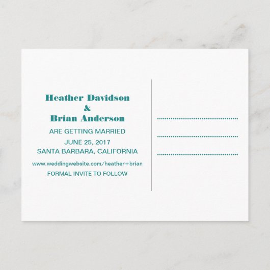 Geometric Triangles日付はがきを保存する、ティール(緑がかった色) 案内ポストカード (裏面)