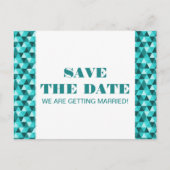 Geometric Triangles日付はがきを保存する、ティール(緑がかった色) 案内ポストカード (正面)