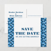 Geometric Triangles日付はがきを青で保存 案内ポストカード (正面/裏面)