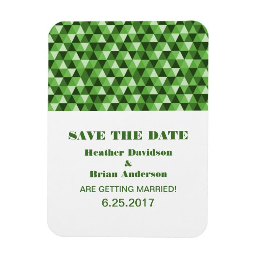 Geometric Triangles日付マグネットを緑で保存 マグネット (縦)