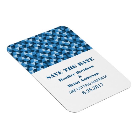 Geometric Triangles日付マグネットを青で保存 マグネット (右側)