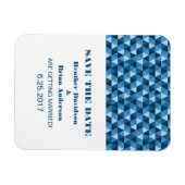 Geometric Triangles日付マグネットを青で保存 マグネット (横)