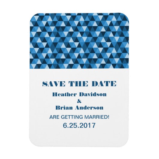 Geometric Triangles日付マグネットを青で保存 マグネット (縦)