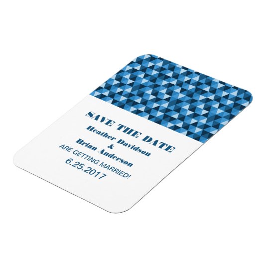 Geometric Triangles日付マグネットを青で保存 マグネット (左側)