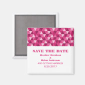 Geometric Triangles日付マグネット、ピンクを保存 マグネット (正面/裏面)