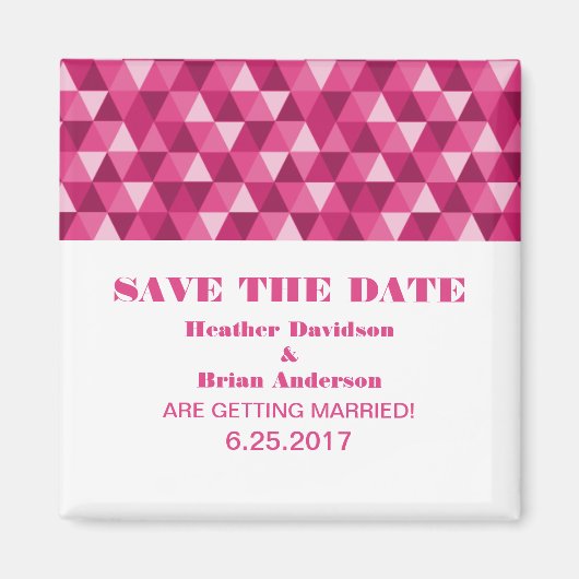 Geometric Triangles日付マグネット、ピンクを保存 マグネット (正面)