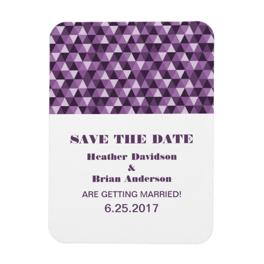 Geometric Triangles日付マグネット、紫を保存 マグネット (縦)