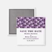 Geometric Triangles日付マグネット、紫を保存 マグネット (正面/裏面)