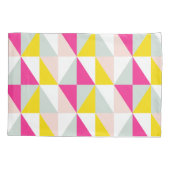 Geometric Triangles Pink And Yellow Pattern 枕カバー (裏面)