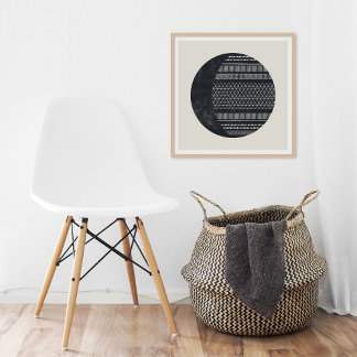 Geometric Tribal Pattern Eclipse Moon Art Print ポスター