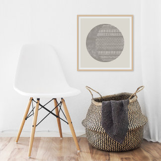 Geometric Tribal Pattern Eclipse Moon Art Print ポスター