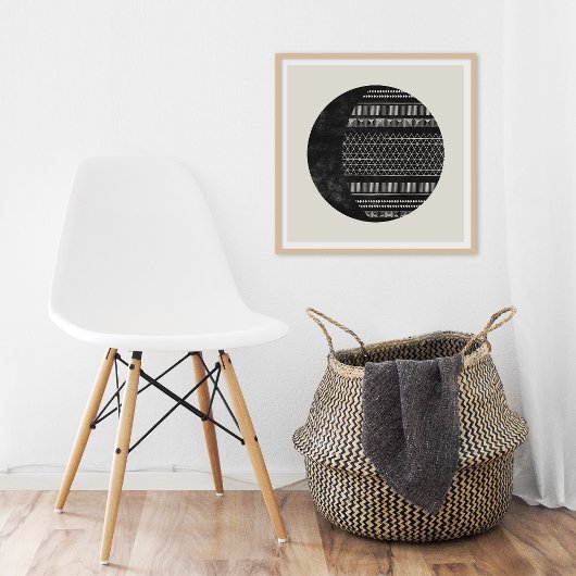 Geometric Tribal Pattern Eclipse Moon Art Print ポスター