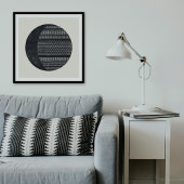 Geometric Tribal Pattern Eclipse Moon Art Print ポスター