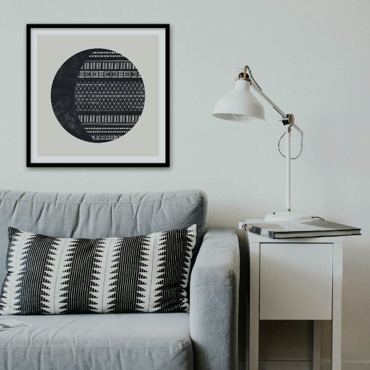 Geometric Tribal Pattern Eclipse Moon Art Print ポスター