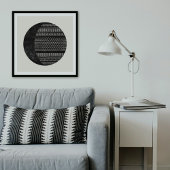 Geometric Tribal Pattern Eclipse Moon Art Print ポスター