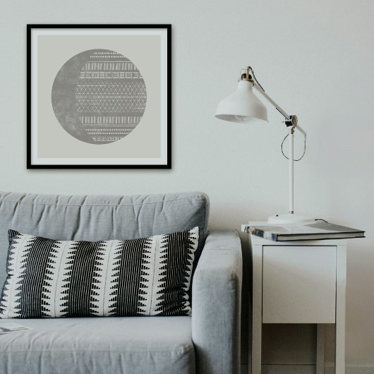 Geometric Tribal Pattern Eclipse Moon Art Print ポスター