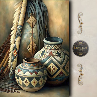 Geometric Tribal Pots & Arrows Decoupage 薄葉紙