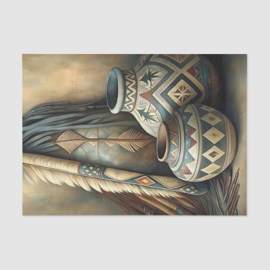 Geometric Tribal Pots & Arrows Decoupage 薄葉紙 (正面)