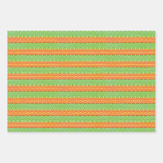 Geometric Tribal Retro Mid-Century Pattern ラッピングペーパーシート (正面)