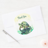 Geometric Turtle “Thank You” Sticker – Modern Ocea ラウンドシール (封筒)