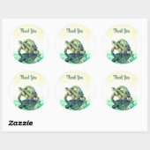 Geometric Turtle “Thank You” Sticker – Modern Ocea ラウンドシール (シート)