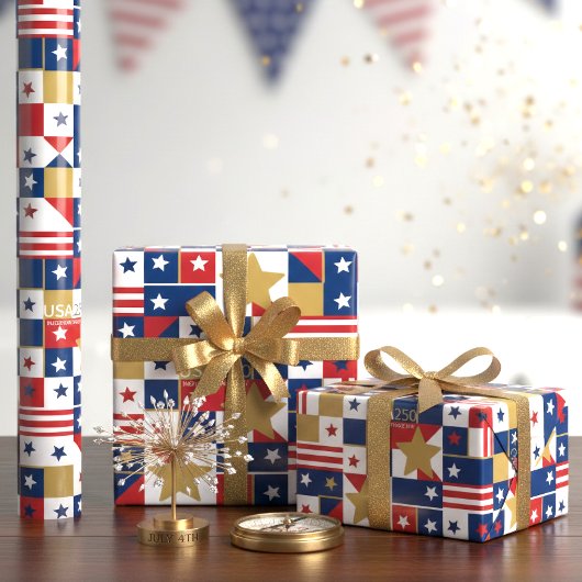 Geometric USA250 七月四日 ID1315 ラッピングペーパー