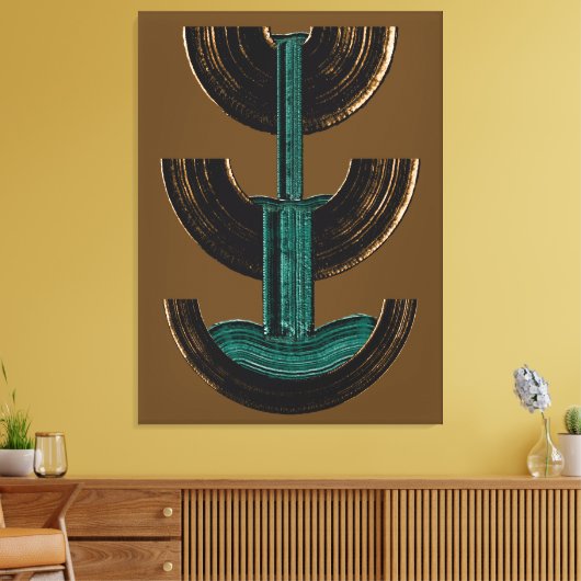 Geometric Vertical Abstract Composition キャンバスプリント (インサイチュ (リビング))