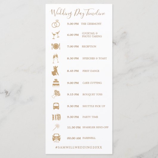 Geometric Waterカラーフラワー結婚ズのタイムライン プログラム (裏面)