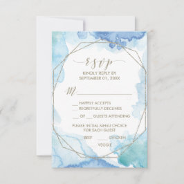 Geometric Water Color Menu Choice RSVP Card