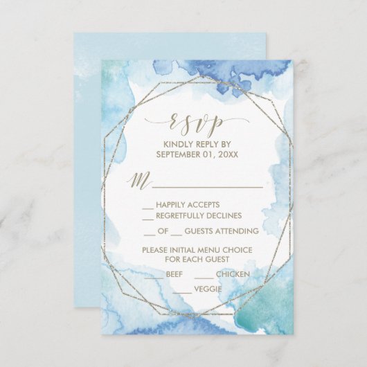 Geometric Water Color Menu Choice RSVP Card (正面/裏面)