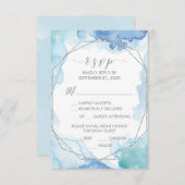 Geometric Water Color Silverメニュー選択RSVPカード 出欠カード (正面/裏面)