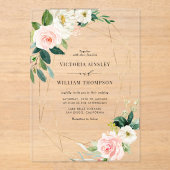 Geometric Watercolor Spring Blooms Wedding  アクリル招待状 (正面)
