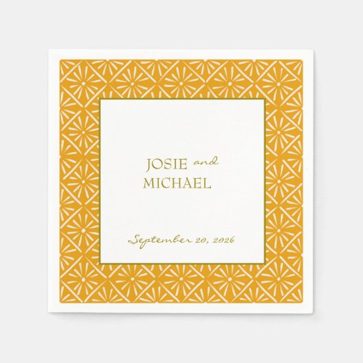 Geometric Wedding Paper Napkin スタンダードカクテルナプキン (正面)
