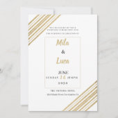 Geometric white and gold typography Wedding 招待状 (正面)