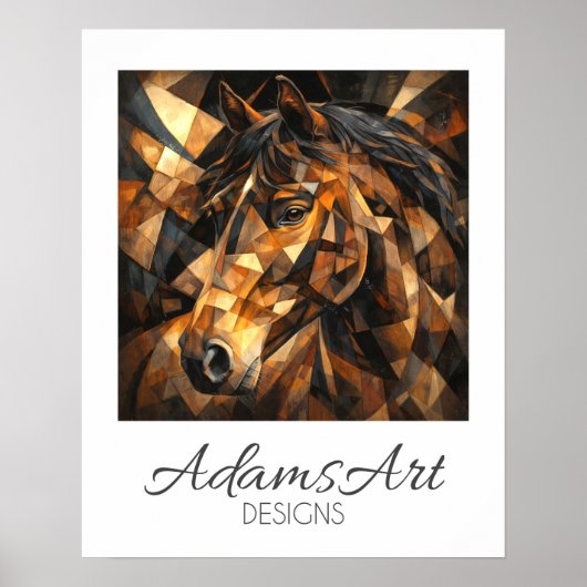 Geometric Wild Horse Abstract Art ポスター (正面)