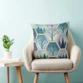 Geometric Winter Forest – Trees in Hexagon クッション (椅子)