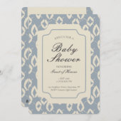 Geometric Wobbly Argyle Gender Neutral Blue Beige 招待状 (正面/裏面)