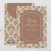 Geometric Wobbly Argyle Gender Neutral Brown Beige 招待状 (正面/裏面)