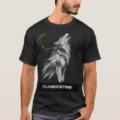 Geometric Wolf Howling Moon  Tシャツ (正面)