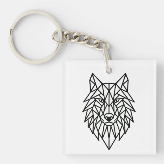 Geometric Wolf Keychain キーホルダー (正面)
