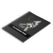 Geometric Wolf Moon Notebook – Black Gold Luxury J ノートブック (左側)