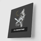 Geometric Wolf Moon Wall Clock スクエア壁時計 (傾斜)