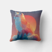 Geometric Wolf Silhouette |Modern Polygon Wildlife クッション (裏面)