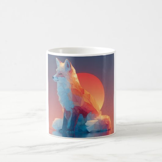 Geometric Wolf Silhouette |Modern Polygon Wildlife コーヒーマグカップ (中央)