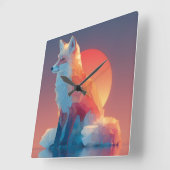 Geometric Wolf Silhouette |Modern Polygon Wildlife スクエア壁時計 (傾斜)