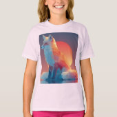Geometric Wolf Silhouette |Modern Polygon Wildlife Tシャツ (正面)