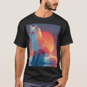 Geometric Wolf Silhouette |Modern Polygon Wildlife Tシャツ (正面)