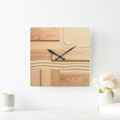 Geometric Wood On Sand Design スクエア壁時計 (ホーム)